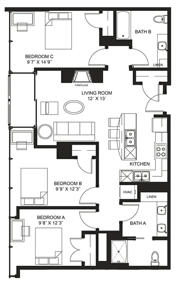 Lucky Apt. 1430 Floorplan