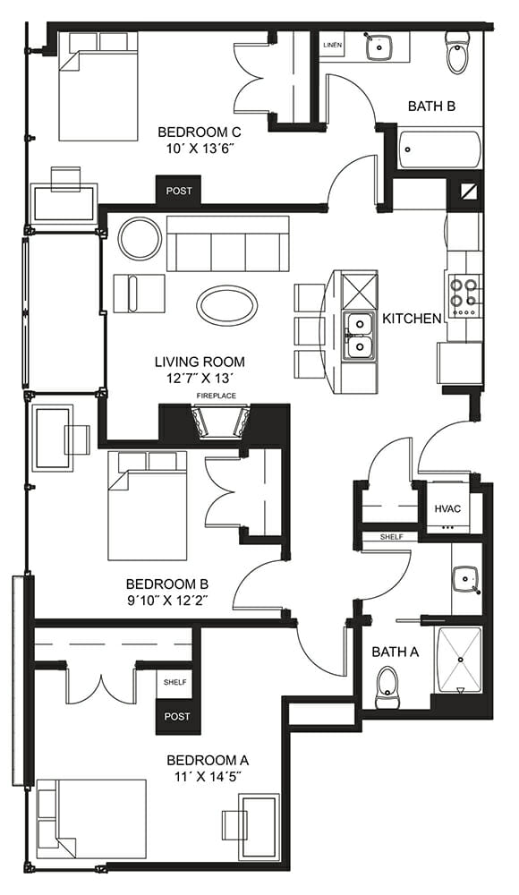 Lucky Apt. 1434 Floorplan